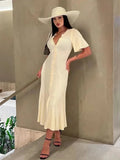 Bianca Bell Sleeve Pleated Knit Midi Dress for Women - Slim Fit - Image 3