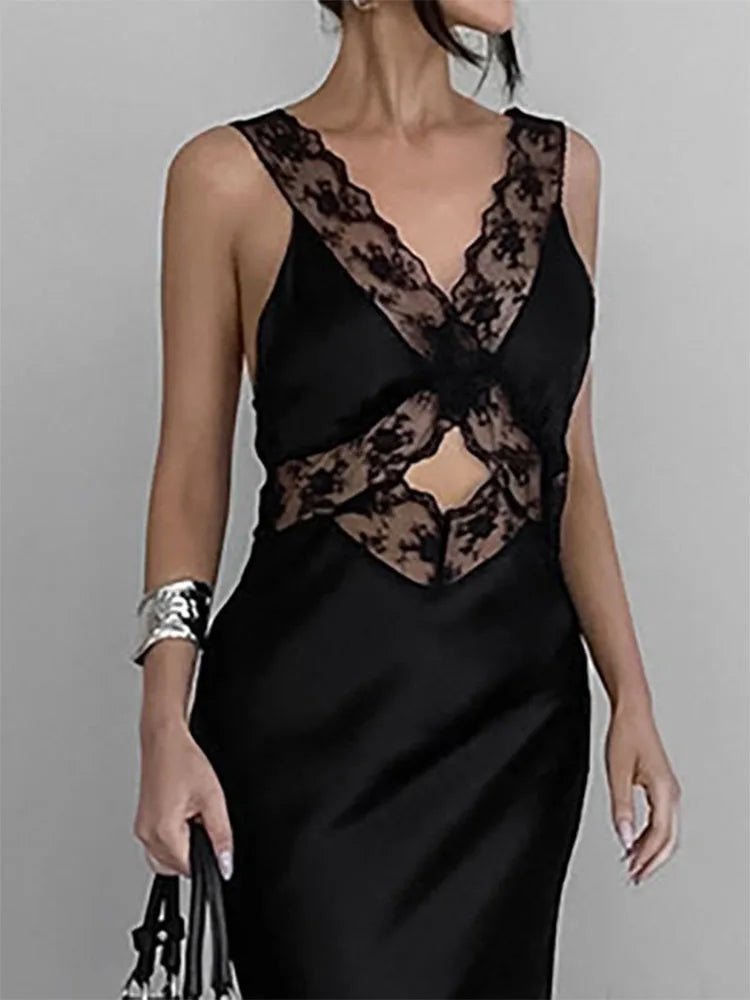 Nadia Deep V-Neck Lace Maxi Dress - Elegant Occasion Dress for Women - Image 2