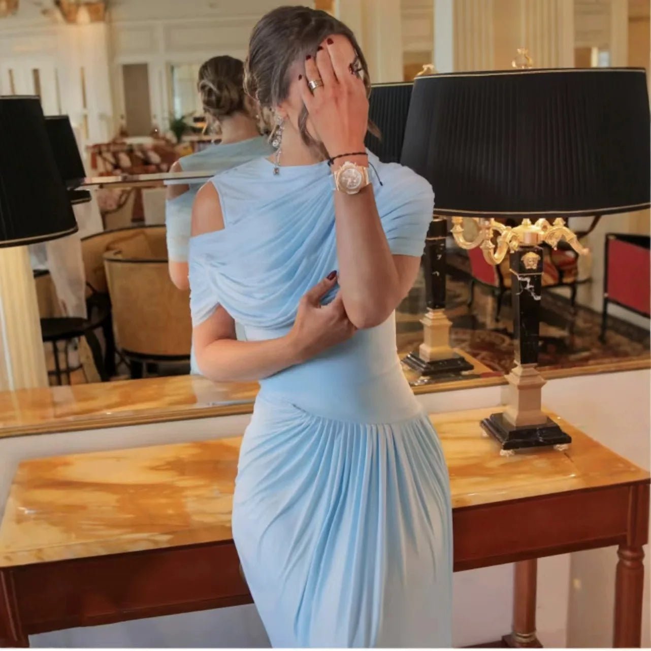 Monica Elegant Mesh Bodycon Maxi Dress - Elegant Occasion Dress for Women