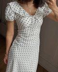 Rachel Polka Dot V-Neck Maxi Dress - Elegant Occasion Dress for Women