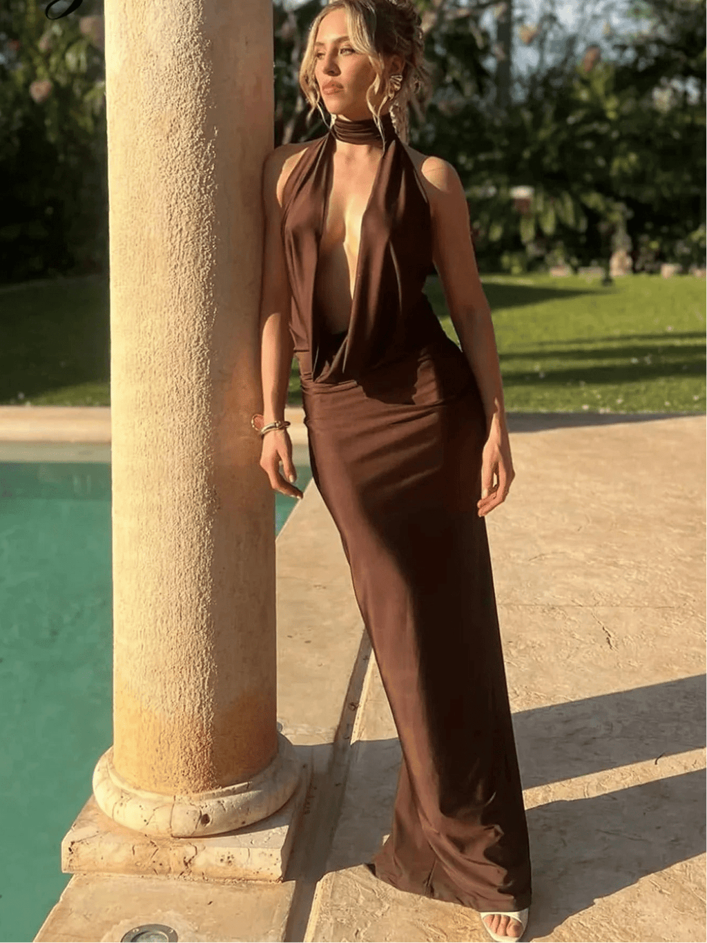 Annie Sleeveless Backless Slit Maxi Dress - Elegant Occasion Dress for Women