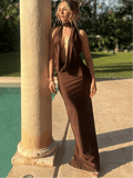 Annie Sleeveless Backless Slit Maxi Dress - Elegant Occasion Dress for Women