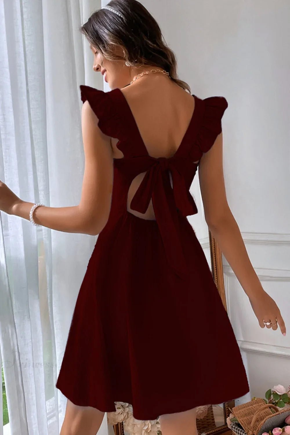 Nora Sleeveless Mini Dress with Ruffle Tie-back - Elegant Occasion Dress for Women - Image 9