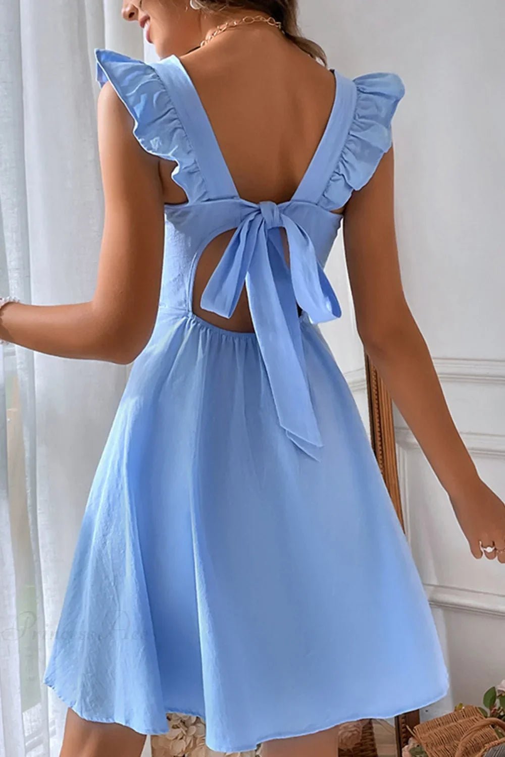 Nora Sleeveless Mini Dress with Ruffle Tie-back - Elegant Occasion Dress for Women - Image 3