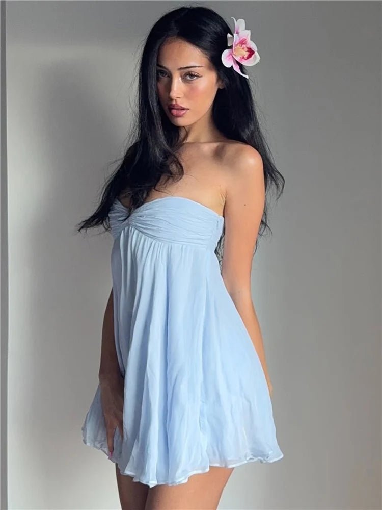 Bianca Strapless Bodycon Mini Dress - Backless Stretch Knit Party Dress - Image 3