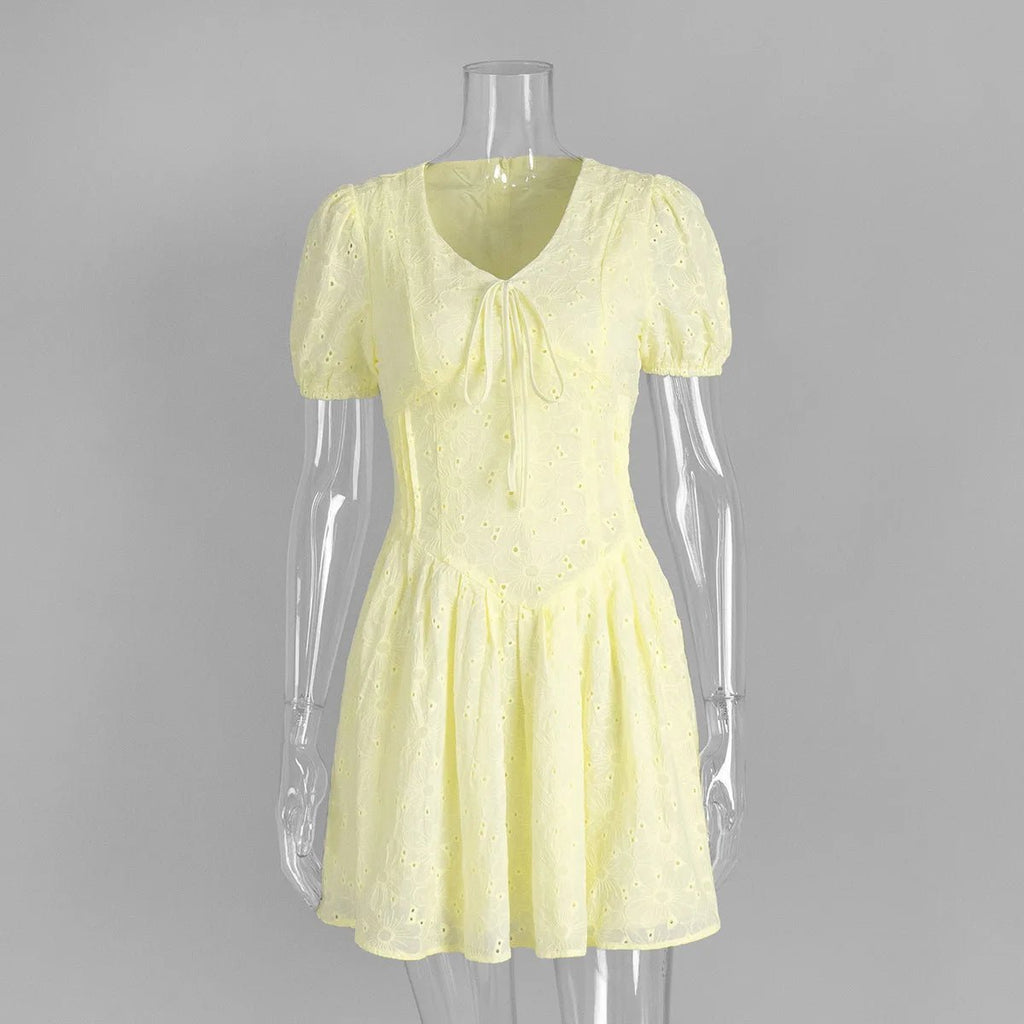 Nicole V-Neck Puff Sleeve Mini Dress - Elegant Occasion Dress for Women - Image 6