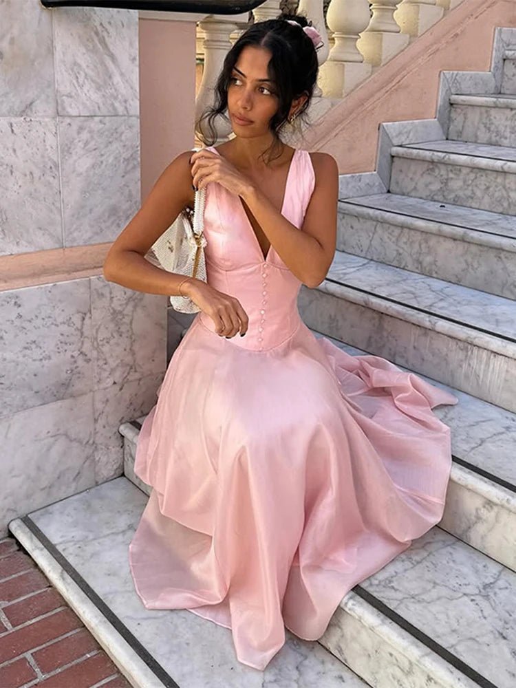 Beatrice Sleeveless V-Neck Midi Dress - Elegant Occasion Dress for Women - Image 5