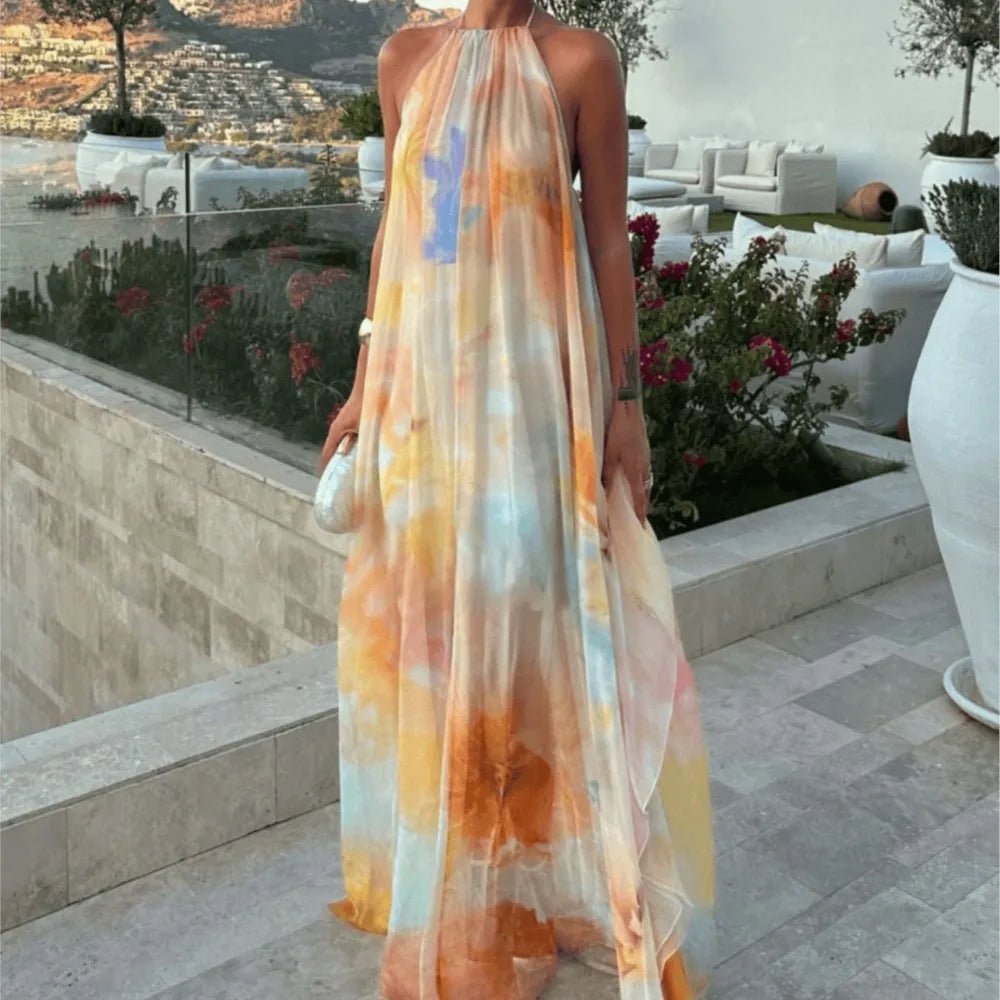 Sophia Halter Maxi Dress - Backless Lace-Up Vacation Dress - Image 4
