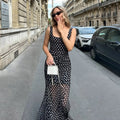Carmina Polka Dot Mesh Patchwork Maxi Dress - Elegant Occasion Dress for Women
