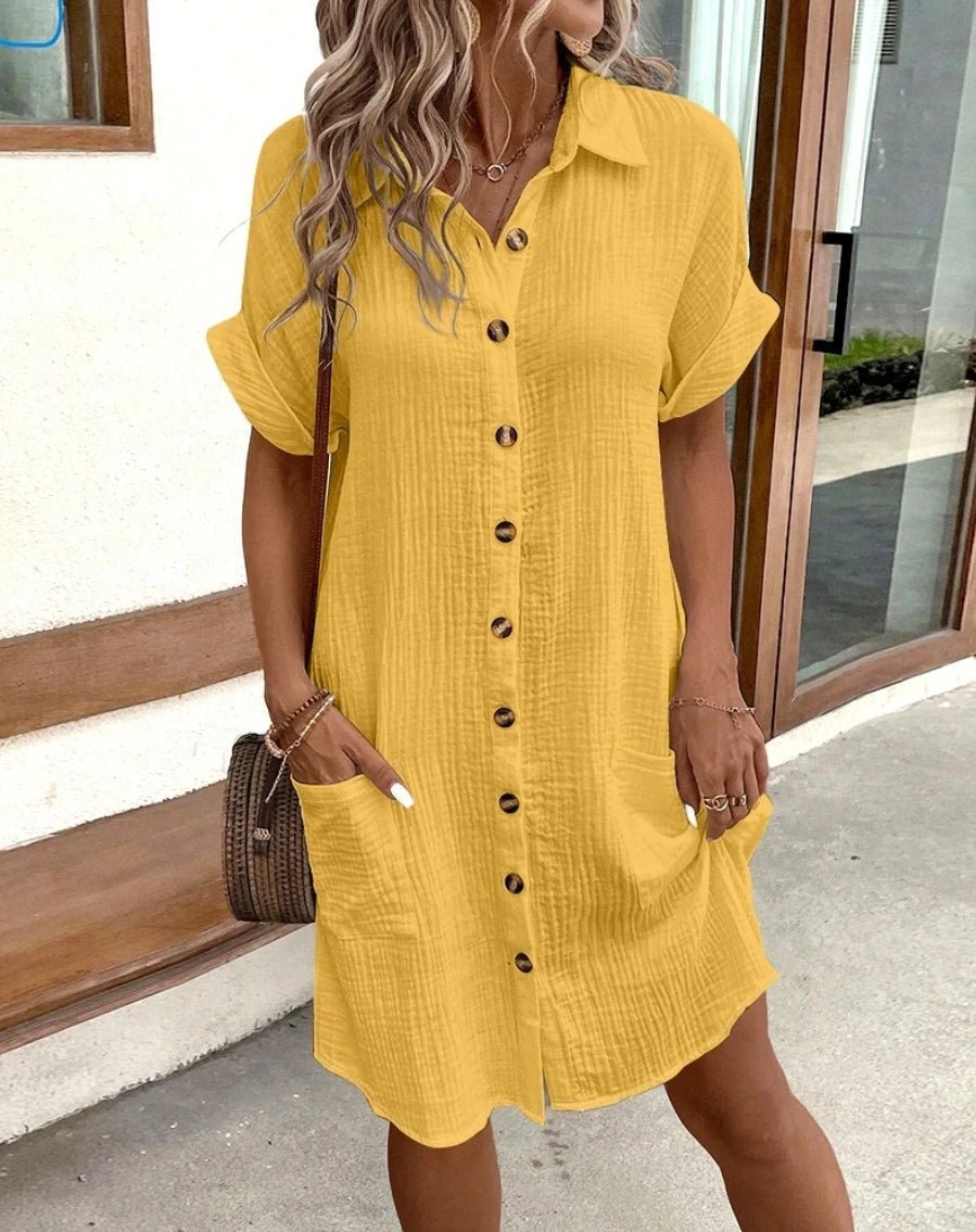 Catalina Cotton Linen V-Neck Mini Dress - Elegant Occasion Dress for Women - Image 5