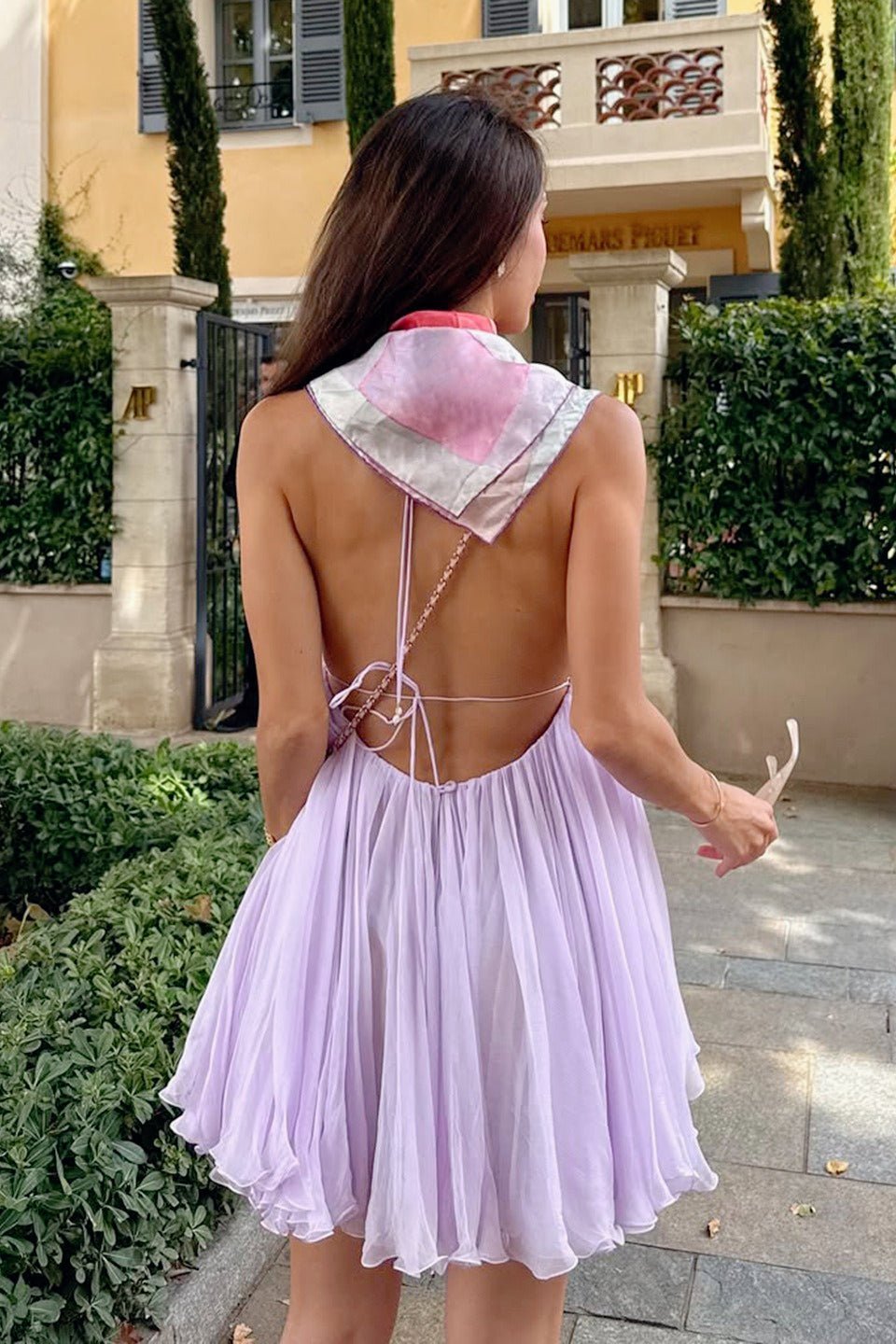 Priscilla Deep Neck Backless Mini Dress - Elegant Occasion Dress for Women - Image 4