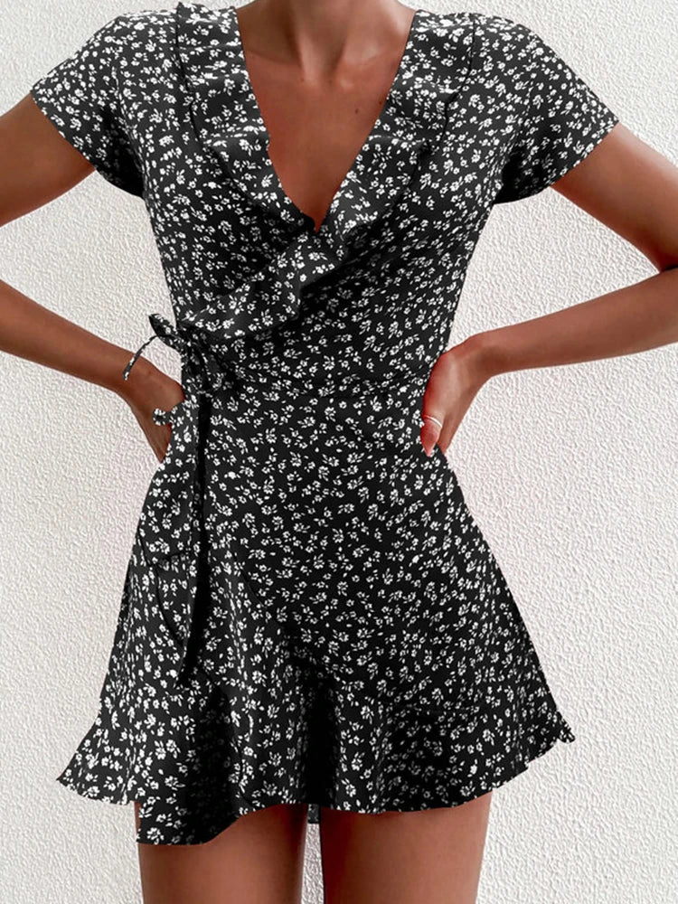 Celeste Floral V-Neck A-Line Mini Dress - Elegant Occasion Dress for Women - Image 7