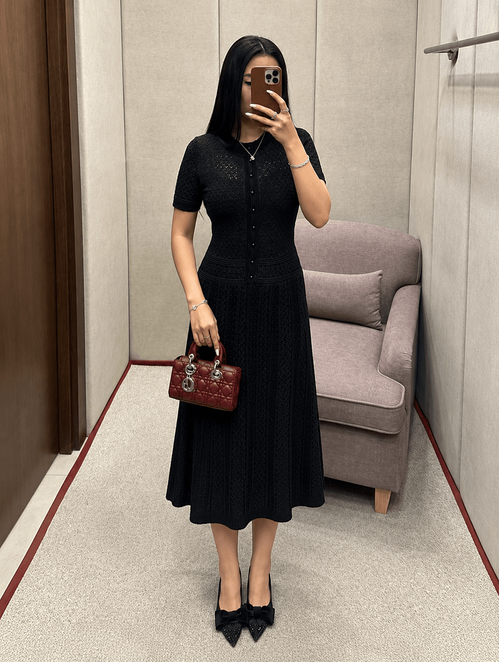 Celeste Half Button Knitted Midi Dress - Elegant Occasion Dress for Women - Image 4