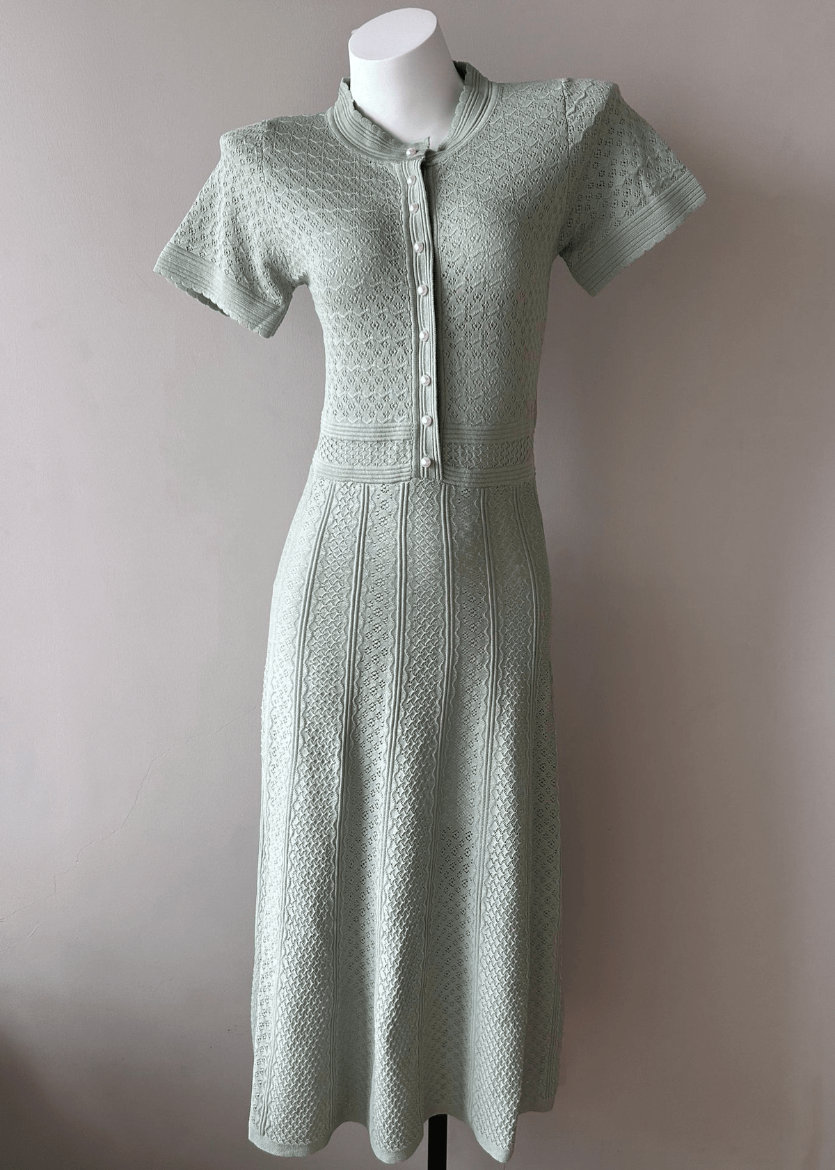 Celeste Half Button Knitted Midi Dress - Elegant Occasion Dress for Women - Image 3