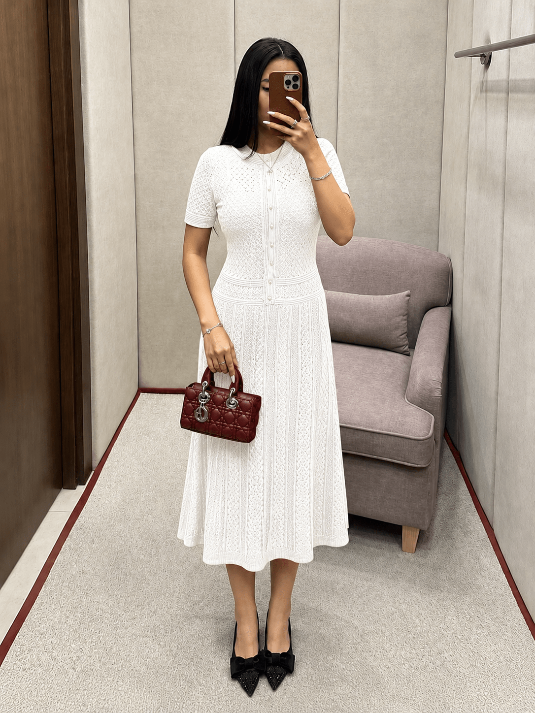 Celeste Half Button Knitted Midi Dress - Elegant Occasion Dress for Women - Image 5