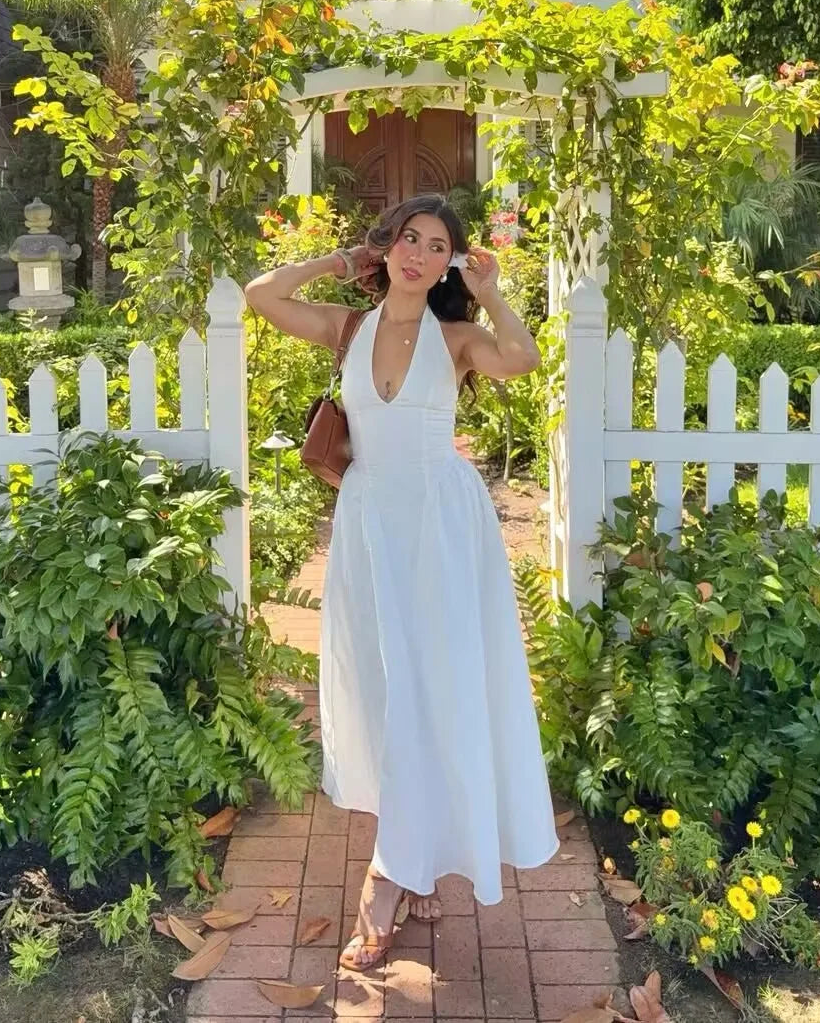 Celeste Halter Midi Dress - Elegant Occasion Dress for Women - Image 10