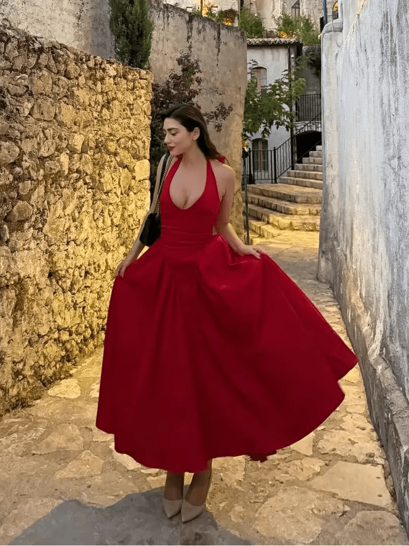 Celeste Halter Midi Dress - Elegant Occasion Dress for Women - Image 15