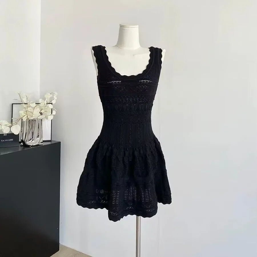 Esther Hollow-Out Knitted Midi Dress - Elegant Occasion Dress for Women - Image 12