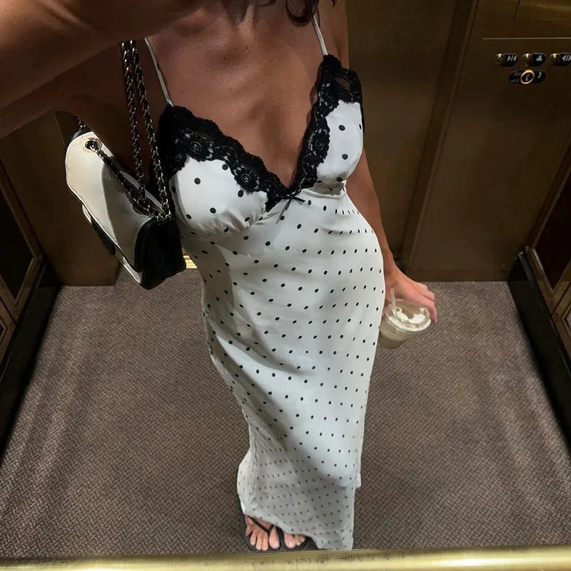 Laura Lace Trim Polka Dot Dress - Elegant Occasion Dress for Women - Image 3