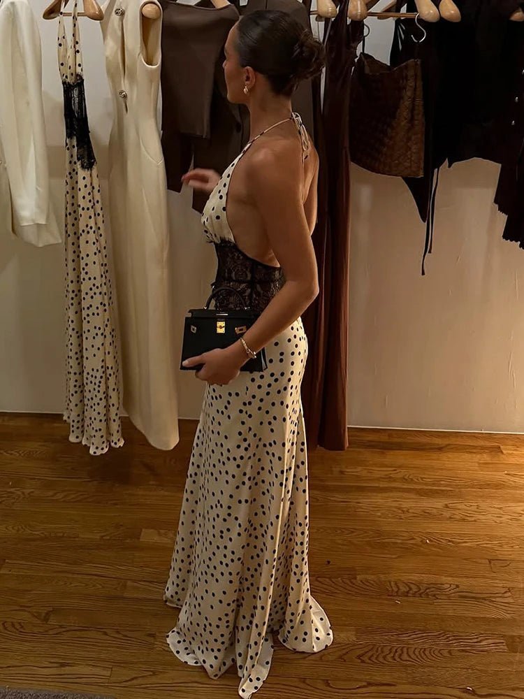 Celeste Polka Dot Halter Maxi Dress - Elegant Occasion Dress for Women - Image 3