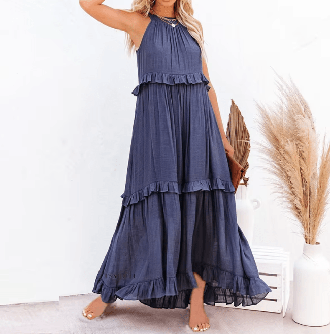 Celeste Ruffle Hem Beach Maxi Dress - Elegant Occasion Dress for Women - Image 7