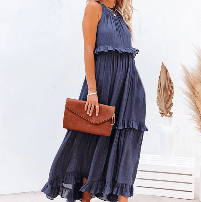 Celeste Ruffle Hem Beach Maxi Dress - Elegant Occasion Dress for Women - Image 6