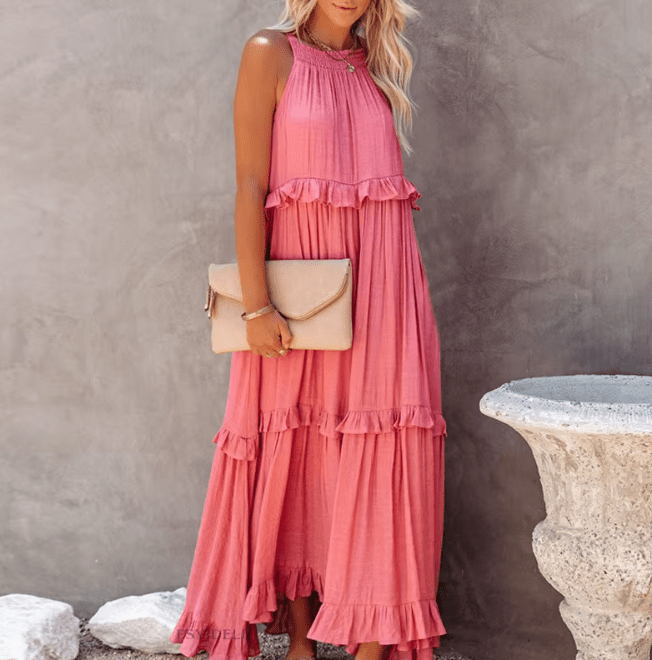 Celeste Ruffle Hem Beach Maxi Dress - Elegant Occasion Dress for Women - Image 4