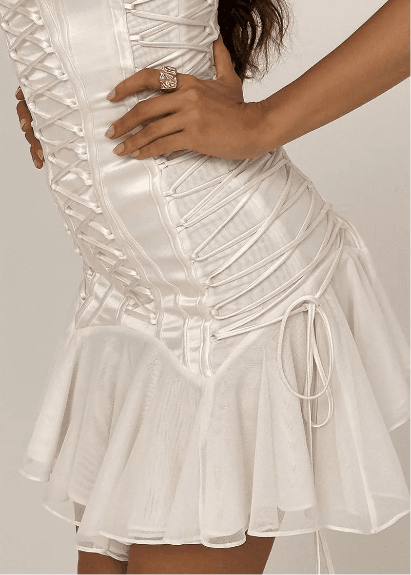Emilia Strapless Lace-Up Mermaid Mini Dress - Elegant Occasion Dress for Women - Image 6