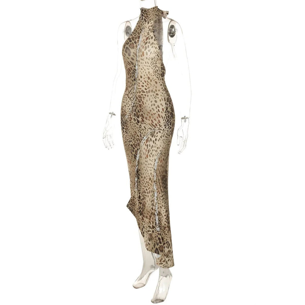 Cindy Leopard Halter Neck Maxi Dress - Elegant Occasion Dress for Women - Image 8