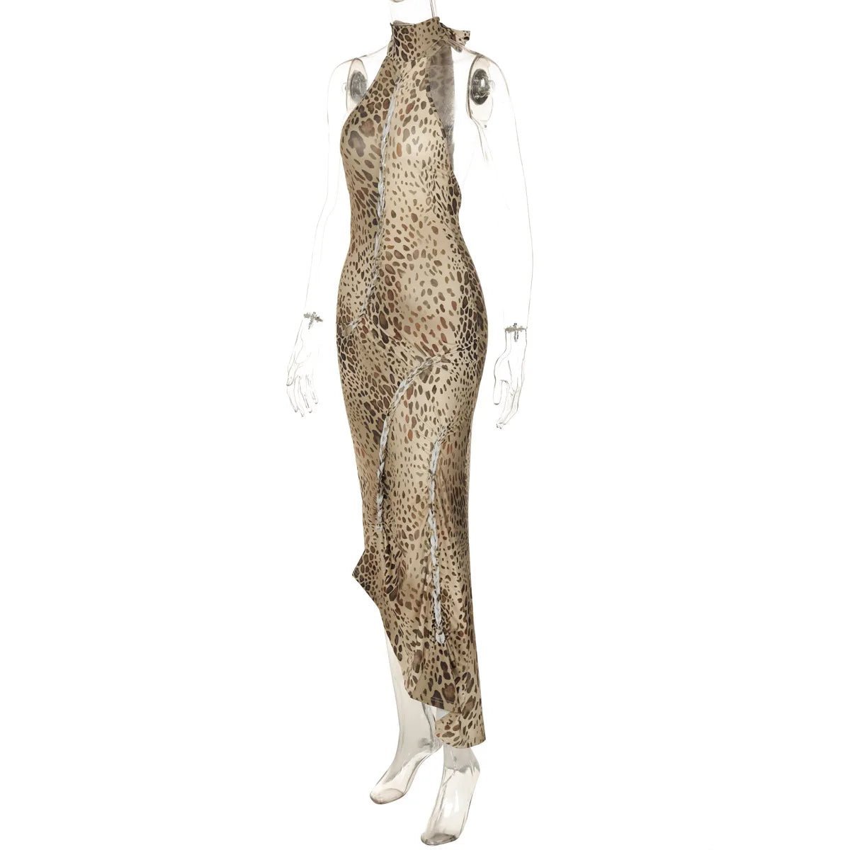 Cindy Leopard Halter Neck Maxi Dress - Elegant Occasion Dress for Women - Image 8