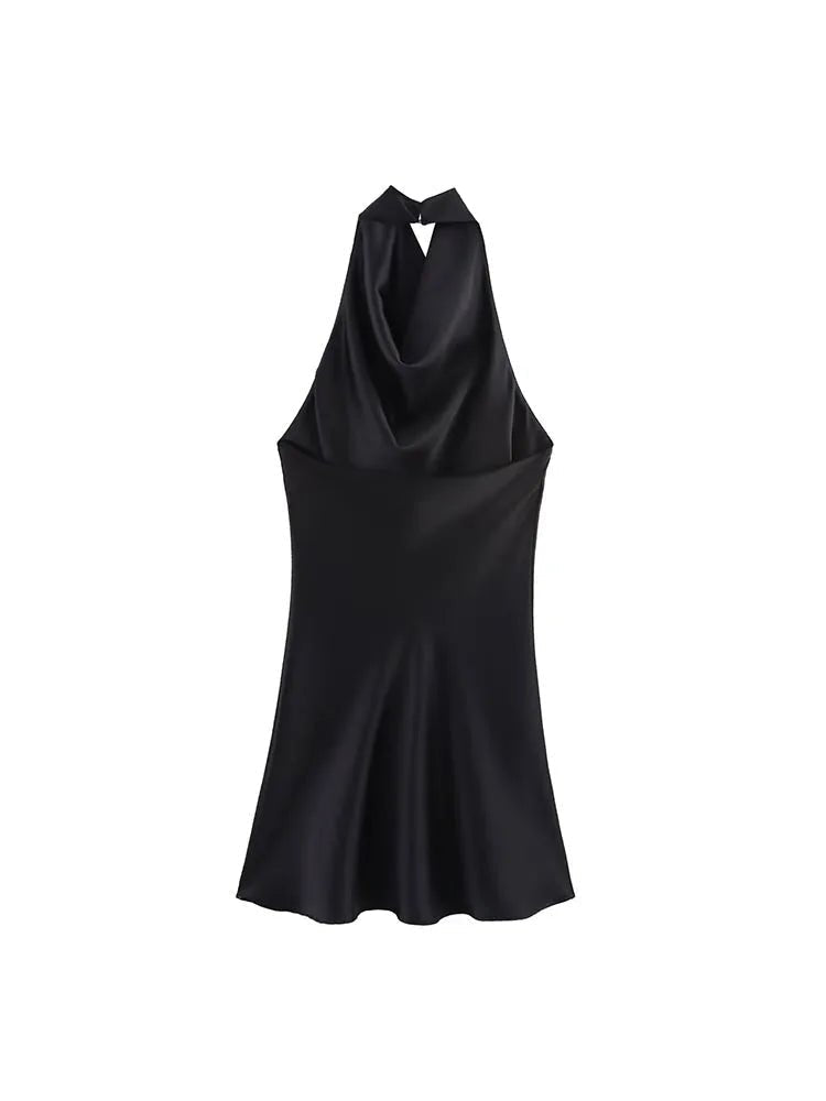 Colleen Satin Halter Draped Mini Dress - Elegant Occasion Dress for Women - Image 7