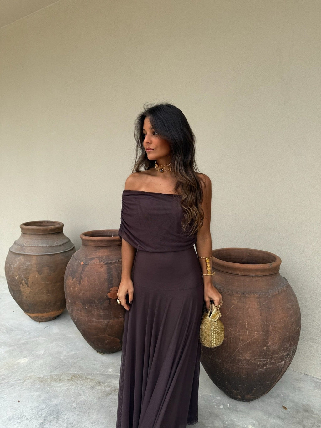Daniella Mesh Maxi Dress - Brown Flowy Formal Maxi Dress - Image 5