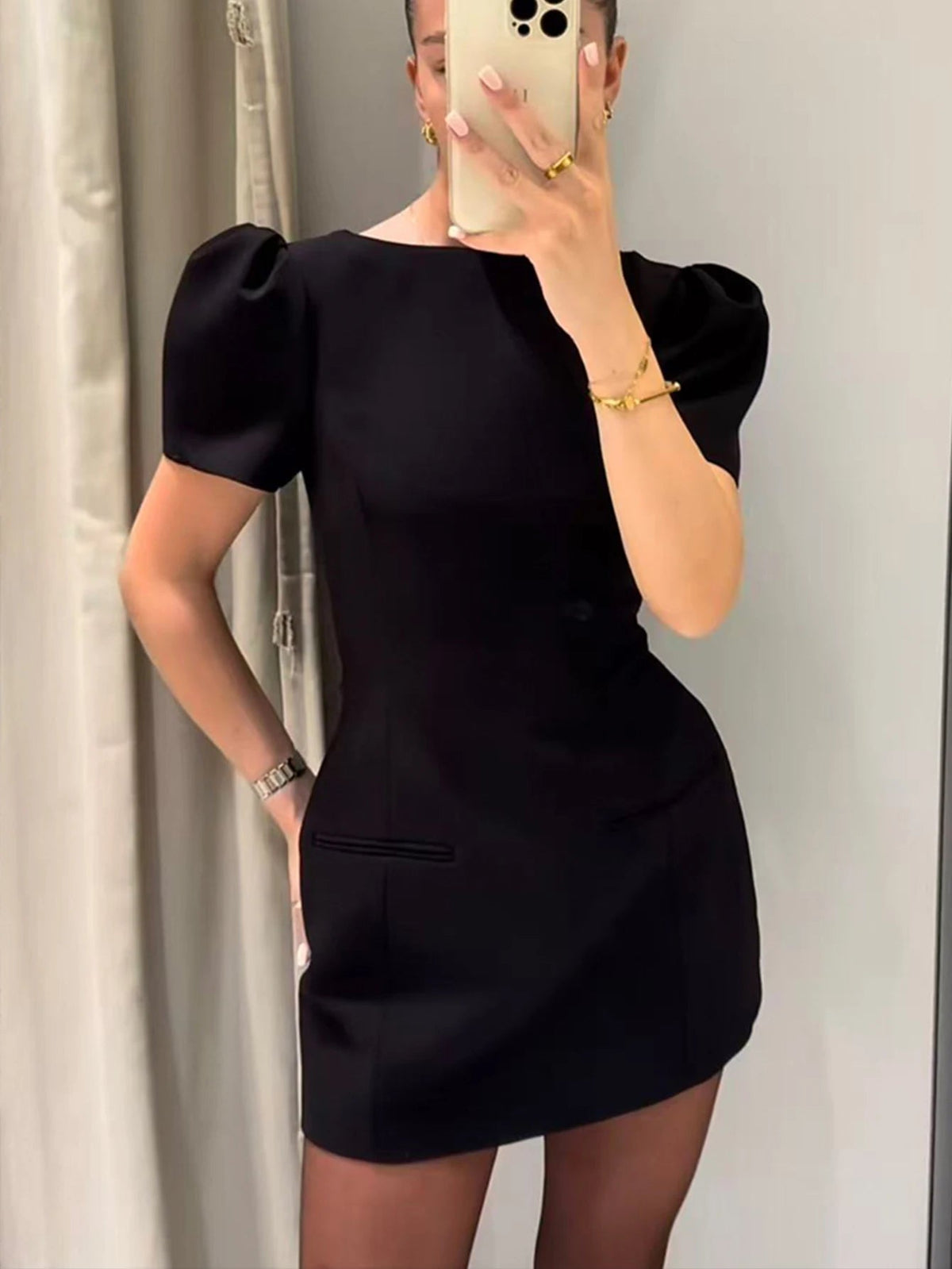 Darcy Puff Sleeve Mini Dress - Elegant Occasion Dress for Women - Image 5