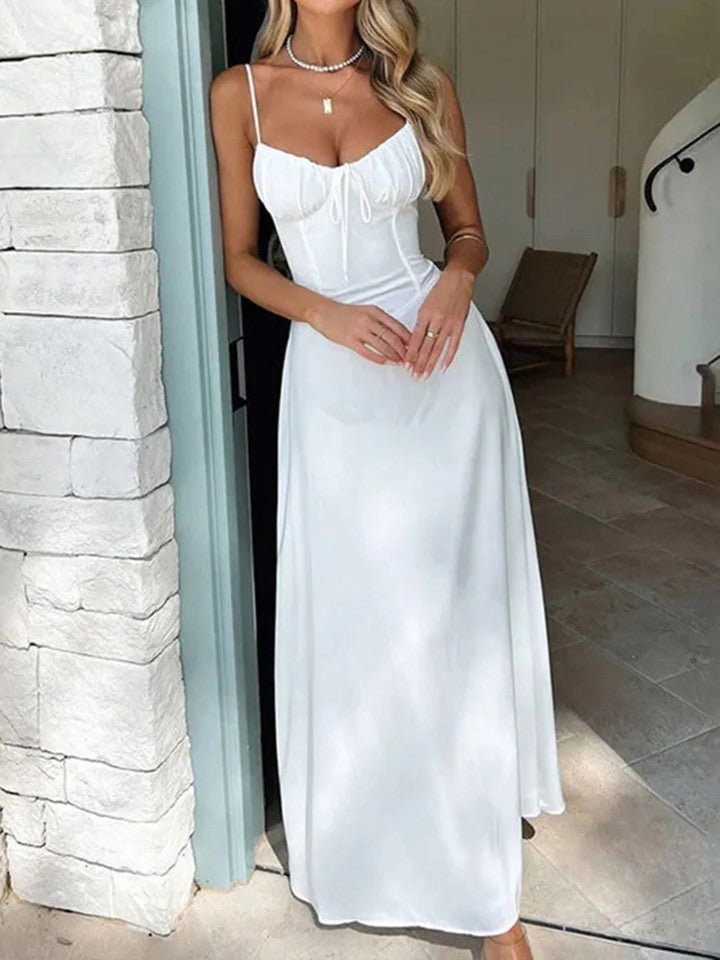 Debra Ruffle Hem Lace Trim Midi Dress - Elegant Occasion Dress for Women