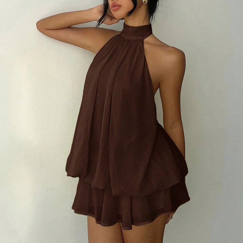 Eden Halter Backless Mini Dress for Women - Sleeveless A-Line Summer Dress - Image 5