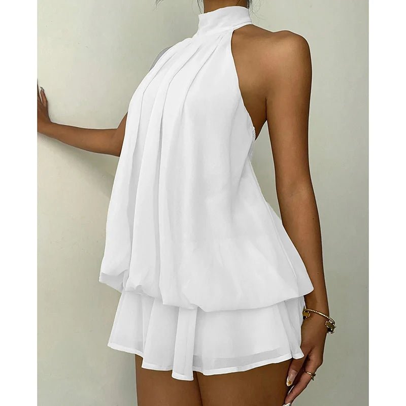 Eden Halter Backless Mini Dress for Women - Sleeveless A-Line Summer Dress
