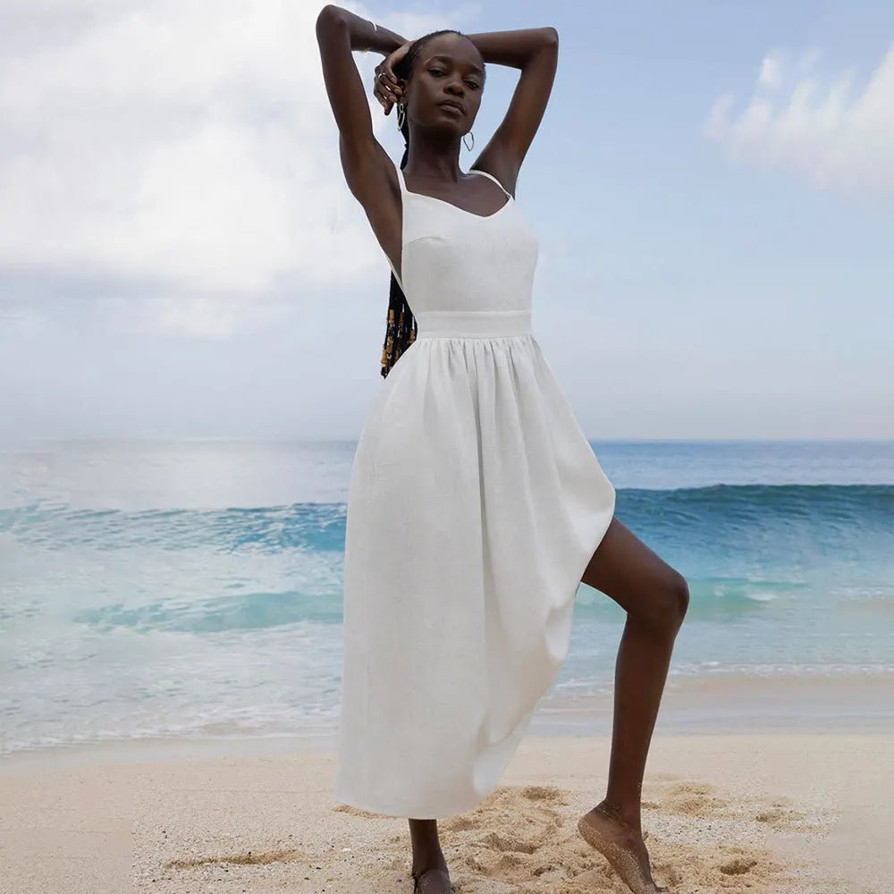 Elisabeta Backless Tie-Strap Midi Dress - Elegant Occasion Dress for Women - Image 7