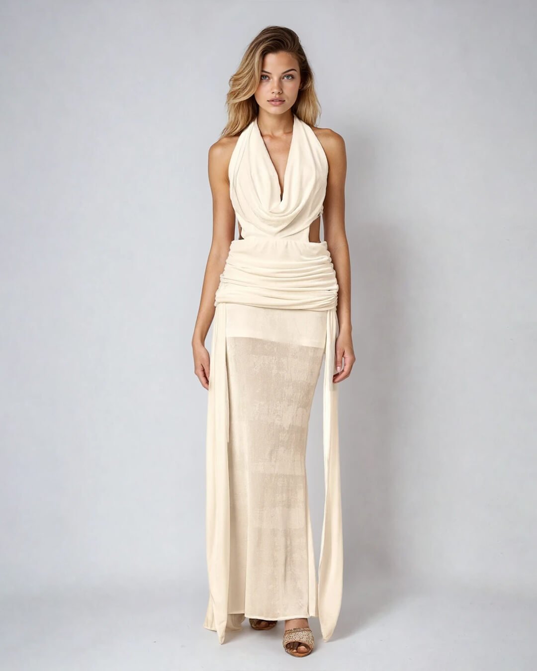 Elyse Halterneck Backless Maxi Dress - Elegant Occasion Dress for Women