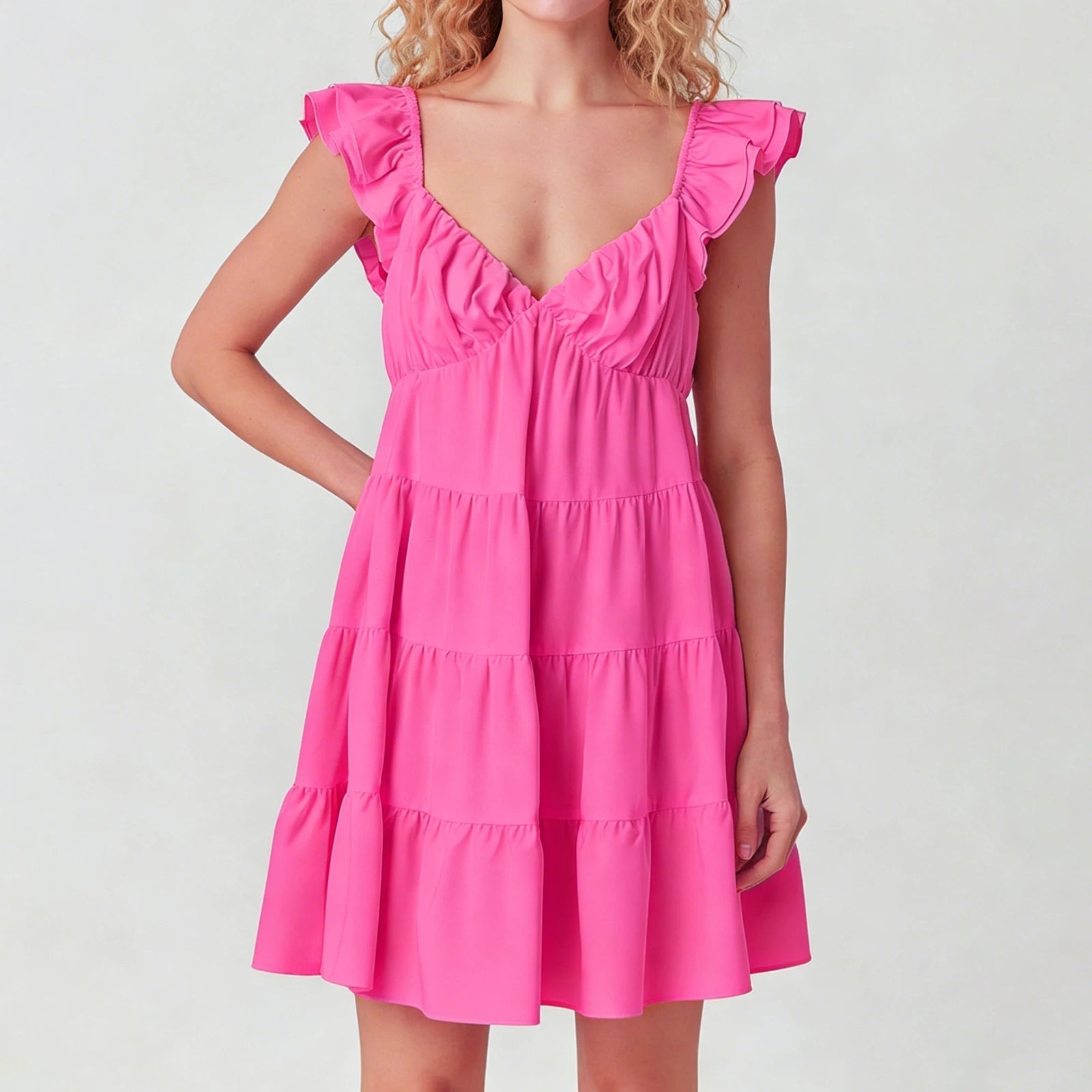 Eulalia Flutter Sleeve Tiered Mini Dress - Elegant Occasion Dress for Women - Image 3