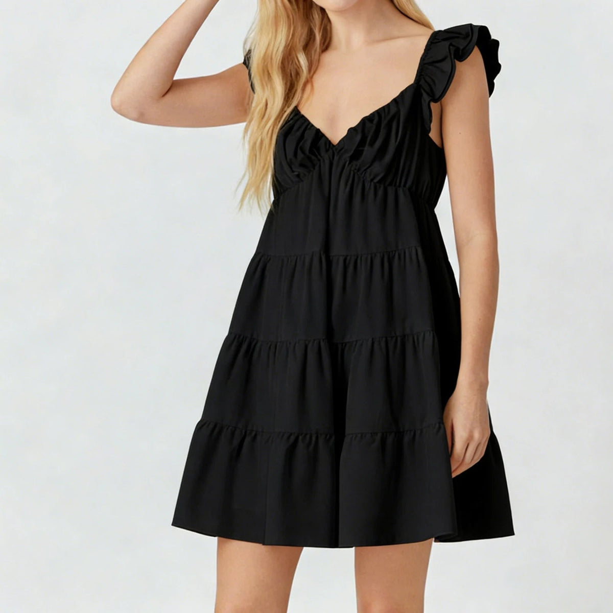 Eulalia Flutter Sleeve Tiered Mini Dress - Elegant Occasion Dress for Women