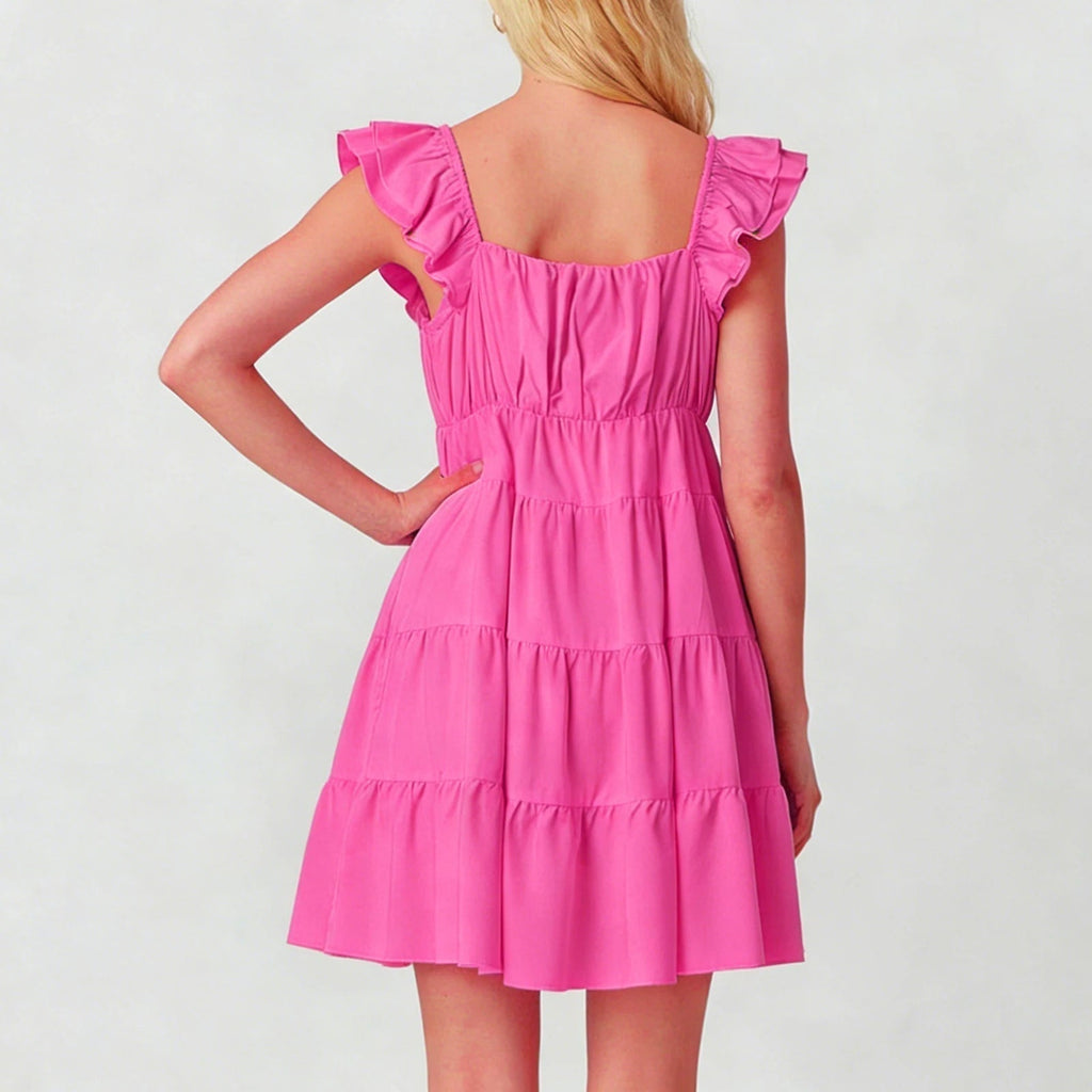 Eulalia Flutter Sleeve Tiered Mini Dress - Elegant Occasion Dress for Women - Image 4