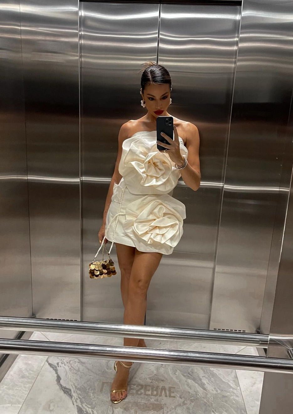 Feliz Strapless 3D Floral Mini Dress - Elegant Occasion Dress for Women - Image 4