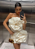 Feliz Strapless 3D Floral Mini Dress - Elegant Occasion Dress for Women - Image 3