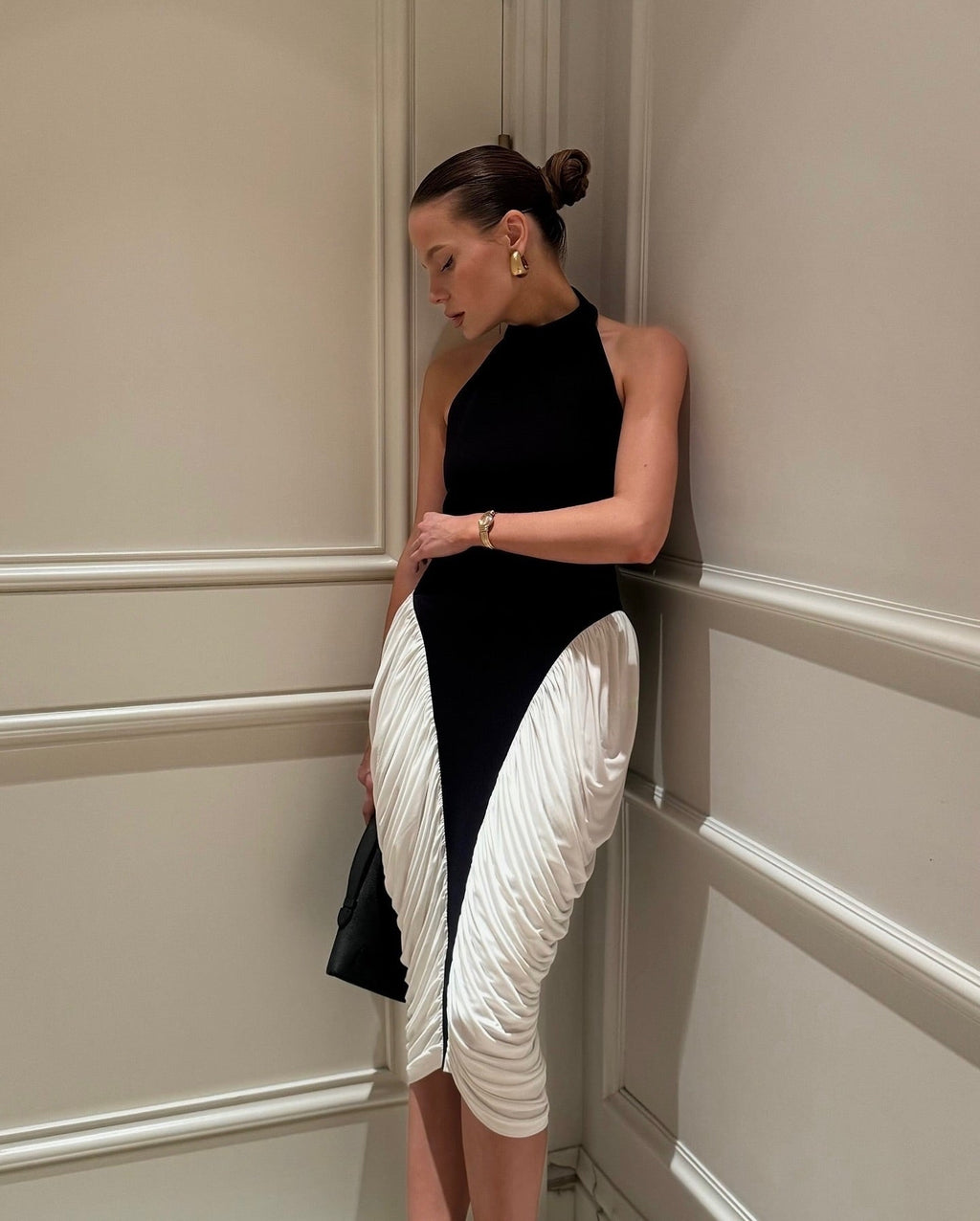 Francesca High-Neck Backless Pleated Midi Dress - Elegant Occasion Dress for Women - Image 2