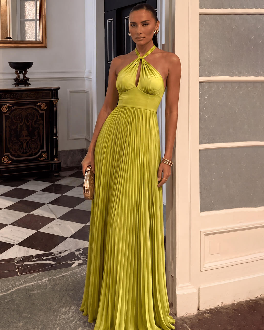 Georgia Halter Pleated Maxi Dress for Women - Flowy Summer Dress - Image 3