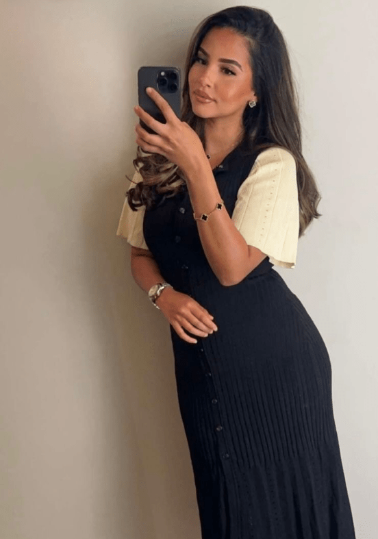 Gina Elegant Long Sleeve Midi Dress - Formal Evening Dress - Image 5