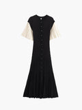 Gina Elegant Long Sleeve Midi Dress - Formal Evening Dress