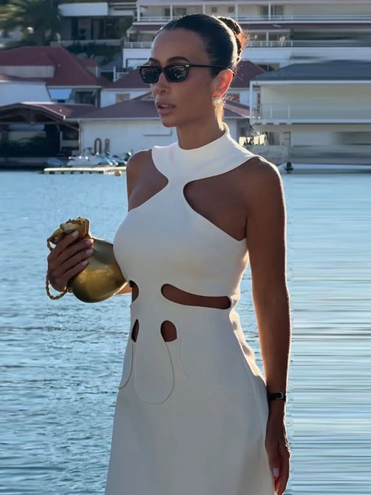Gisele Off-Shoulder Halter Mini Dress - Elegant Occasion Dress for Women - Image 5