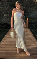 Harper Satin Halter Maxi Dress - Elegant Occasion Dress for Women - Image 6