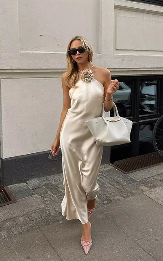Harper Satin Halter Maxi Dress - Elegant Occasion Dress for Women - Image 5